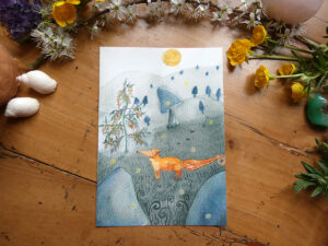 Illustration Renard Lune Or La panthere loir