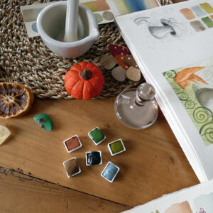 set sous bois aquarelle artisanale