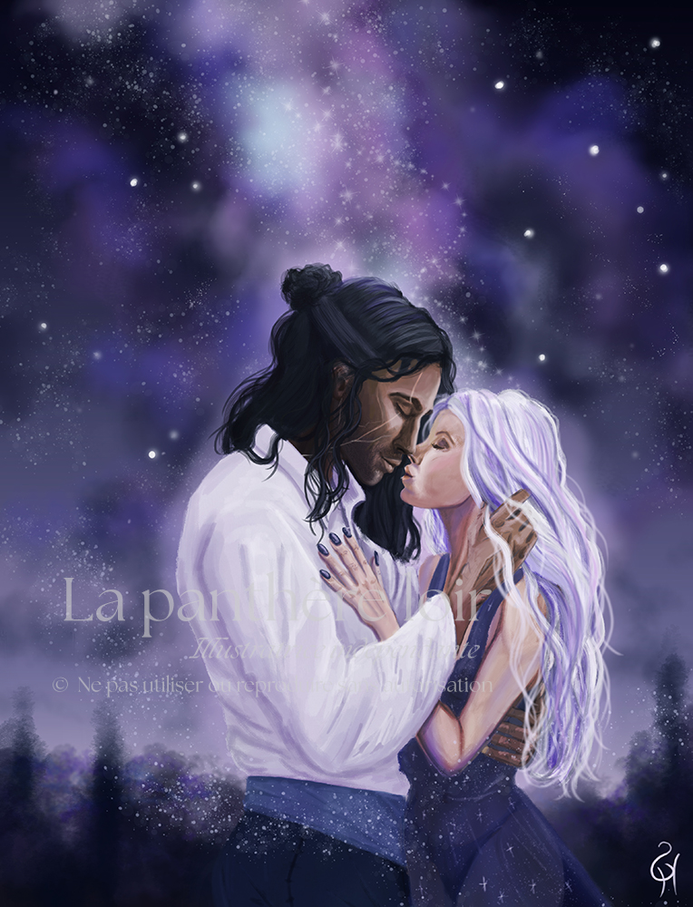 Illustration peinture numérique couple romantasy fantasy