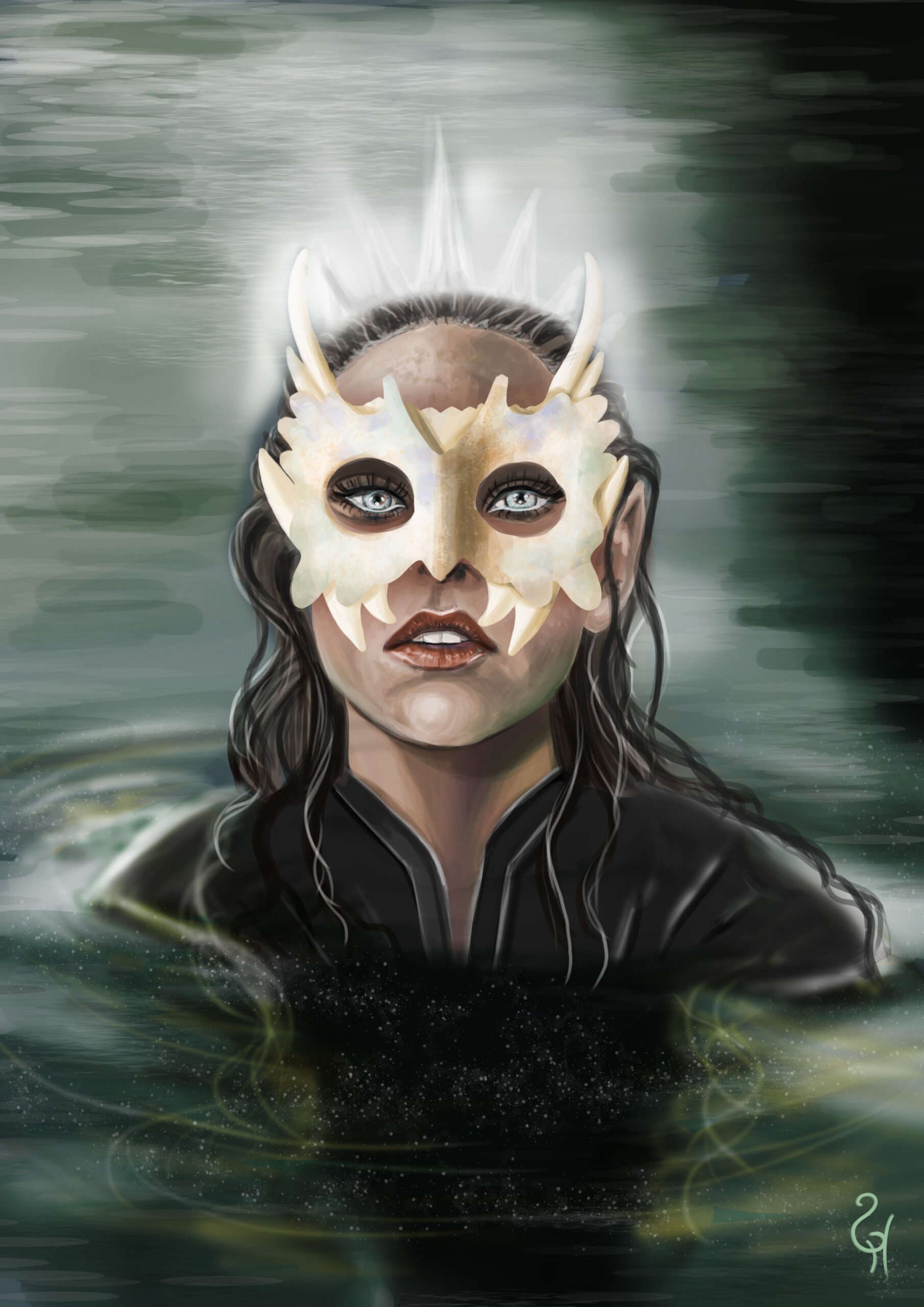 héroïne de fantasy - princesse de l'océan peinture numérique